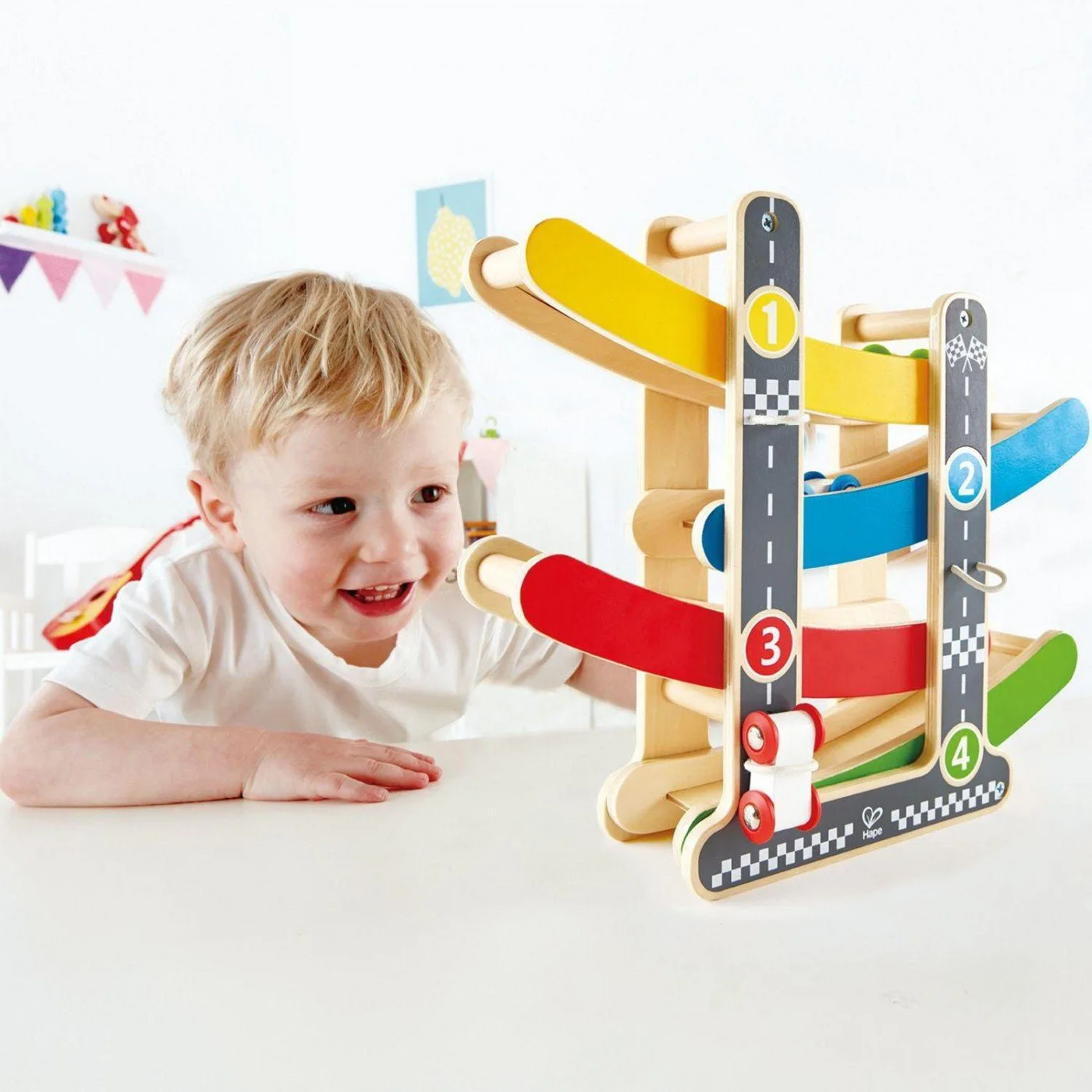 Hape Early Explorer Fast Flip Racetrack E0438A Ξύλινη Πίστα Ταχύτητας Με Δύο Αυτοκινητάκια 4 Τεμ 5 jpgel