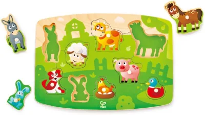 Πολύχρωμο Παζλ Με Ζωάκια Farmyard Peg Puzzle
