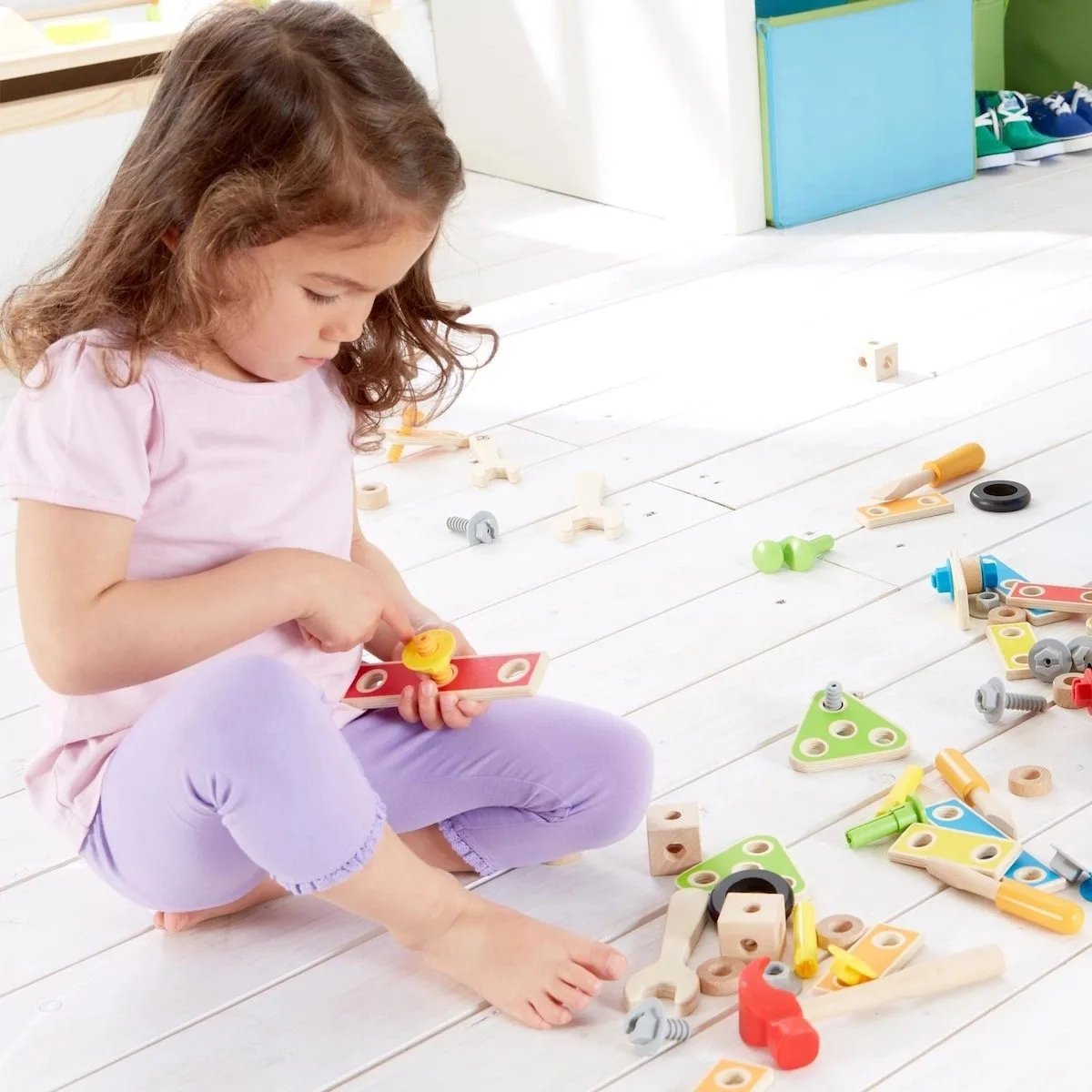 Hape Fix It Tool Box E3001 Καλαθάκι Με Βίδες Εργαλεία Που Τα Αποθηκεύει Μεταφέρεται 17τεμ 4 jpgel
