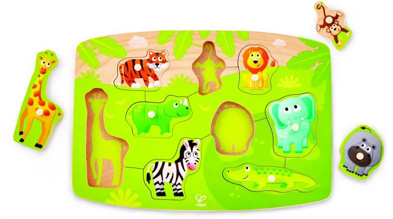 Hape Happy Puzzles Jungle Peg Puzzle E1405A Παζλ Με Τα Ζώα Της Ζούγκλας 10Τεμjpgel