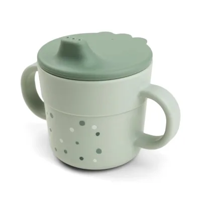 Εκπαιδευτικό Ποτήρι με στόμιο & λαβές Happy Dots Green 215 ml