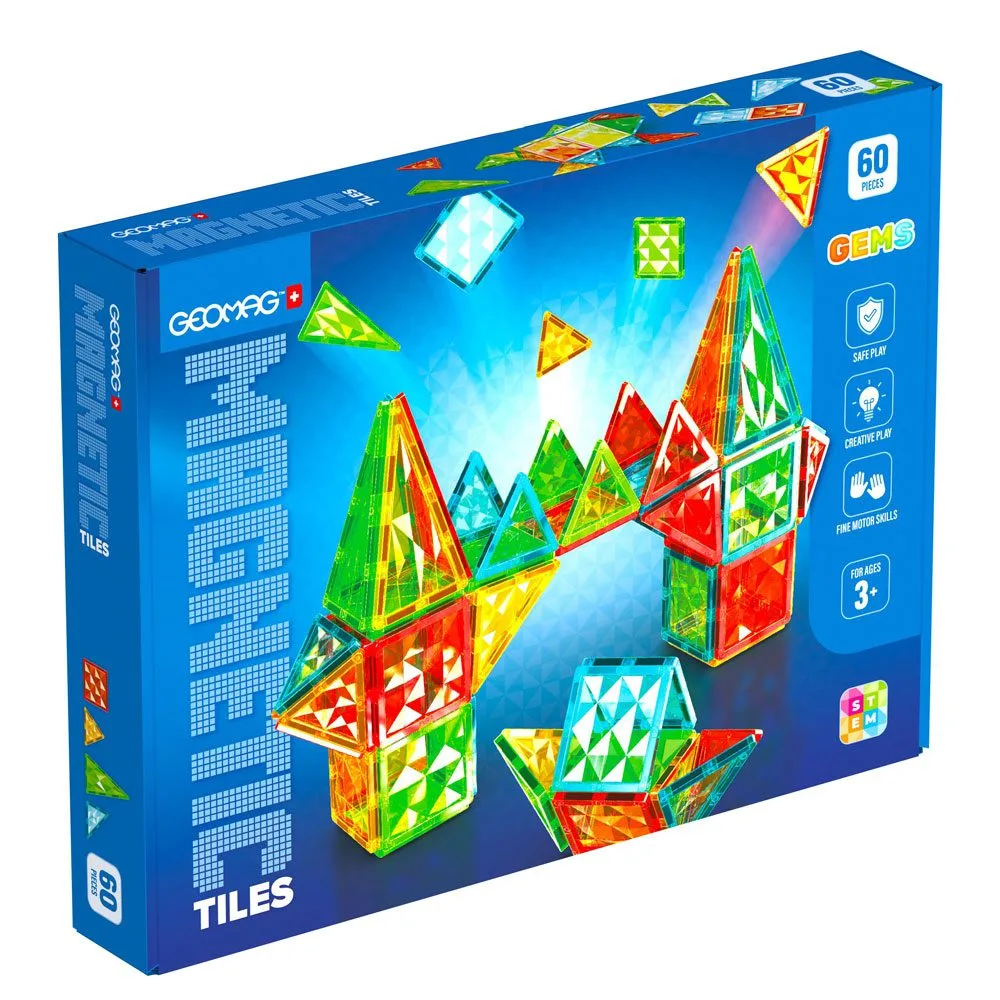 Geomag Magnetic Tiles Gems 60pcs. (PF.224.103.00) (1)