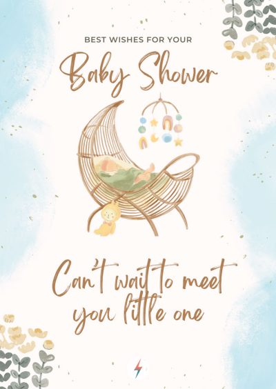 Ευχετήρια Κάρτα Baby Shower - Can't Wait Blue