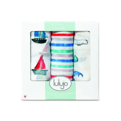 Lulujo 3 Μουσελίνες Bamboo – Out At Sea Swaddling Blankets