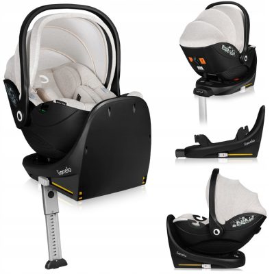 Lionelo Moxie i-Size set κάθισμα αυτοκινήτου 40-87cm & περιστρεφόμενη βάση isofix Beige Sand