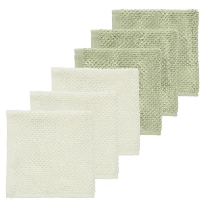 Meyco 6 Λαβέτες Πετσετάκια Popcorn Natural/Soft olive – 30x30cm