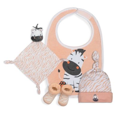 Interbaby Σετ Δώρου Ζέβρα 4 τμχ (0-6 μηνών) White-Pink