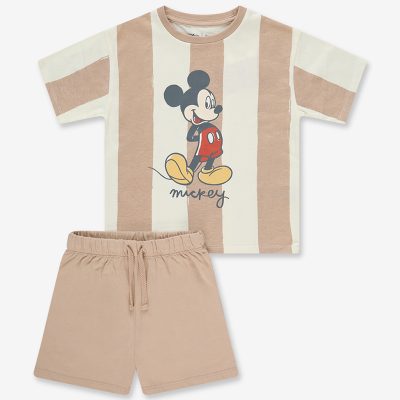 Minene – Disney Σετ Μπλούζα & Σορτς Μπεζ Ριγέ (2-8 ετών)