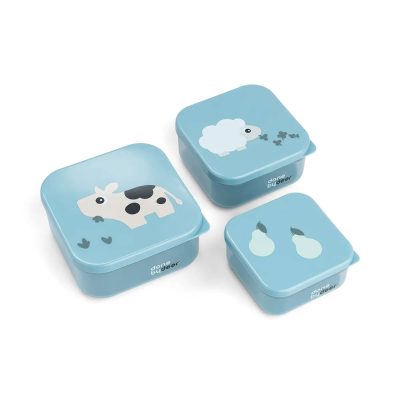 Μπωλ με καπάκι σετ 3 τεμαχίων Tiny Farm - Blue