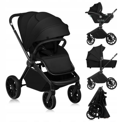 Lionelo Mika Plus Καρότσι Βρεφικό 3 σε 1 έως 22 kg Black Onyx