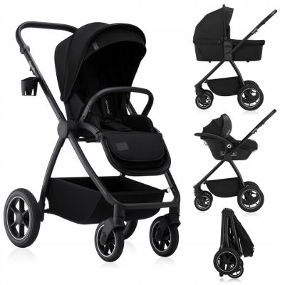 Lionelo Meril Καρότσι Βρεφικό έως 22kg 3 σε 1 Black Onyx