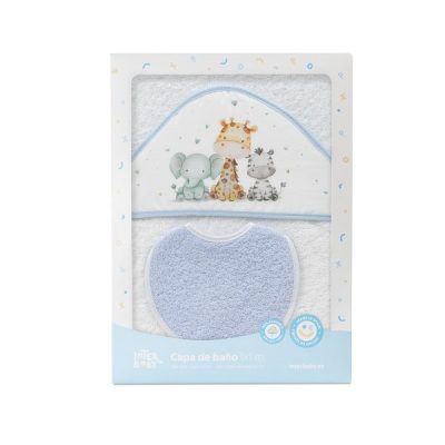 Interbaby Jirafa Elefante Μπουρνούζι Κάπα & Σαλιάρα White-Blue