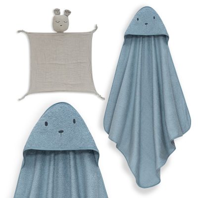 Interbaby Bear Σετ Μπουρνούζι & Πανάκι Παρηγοριάς Μουσελίνας Petrol