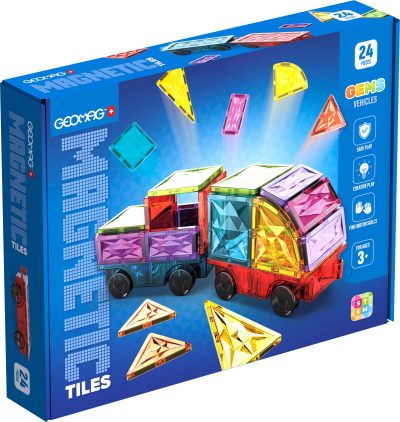 Μαγνητικό Παιχνίδι - Magnetic Tiles Gems Vehicles 24pcs.
