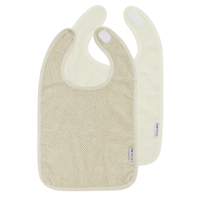 Meyco Σετ 2 Βαμβακερές Σαλιάρες Popcorn natural/soft sand με velcro