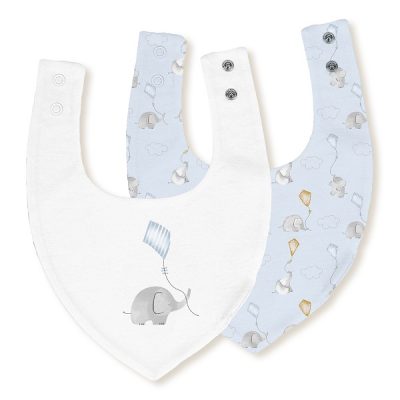Interbaby Σαλιάρα Bandana Σετ 2 Τεμ Elephant Blue