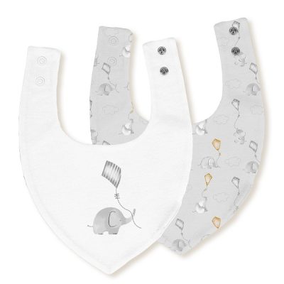 Interbaby Σαλιάρα Bandana Σετ 2 Τεμ Elephant Grey