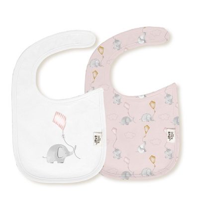 Interbaby Σαλιάρα Velcro Σετ 2 Τεμ Elephant Pink
