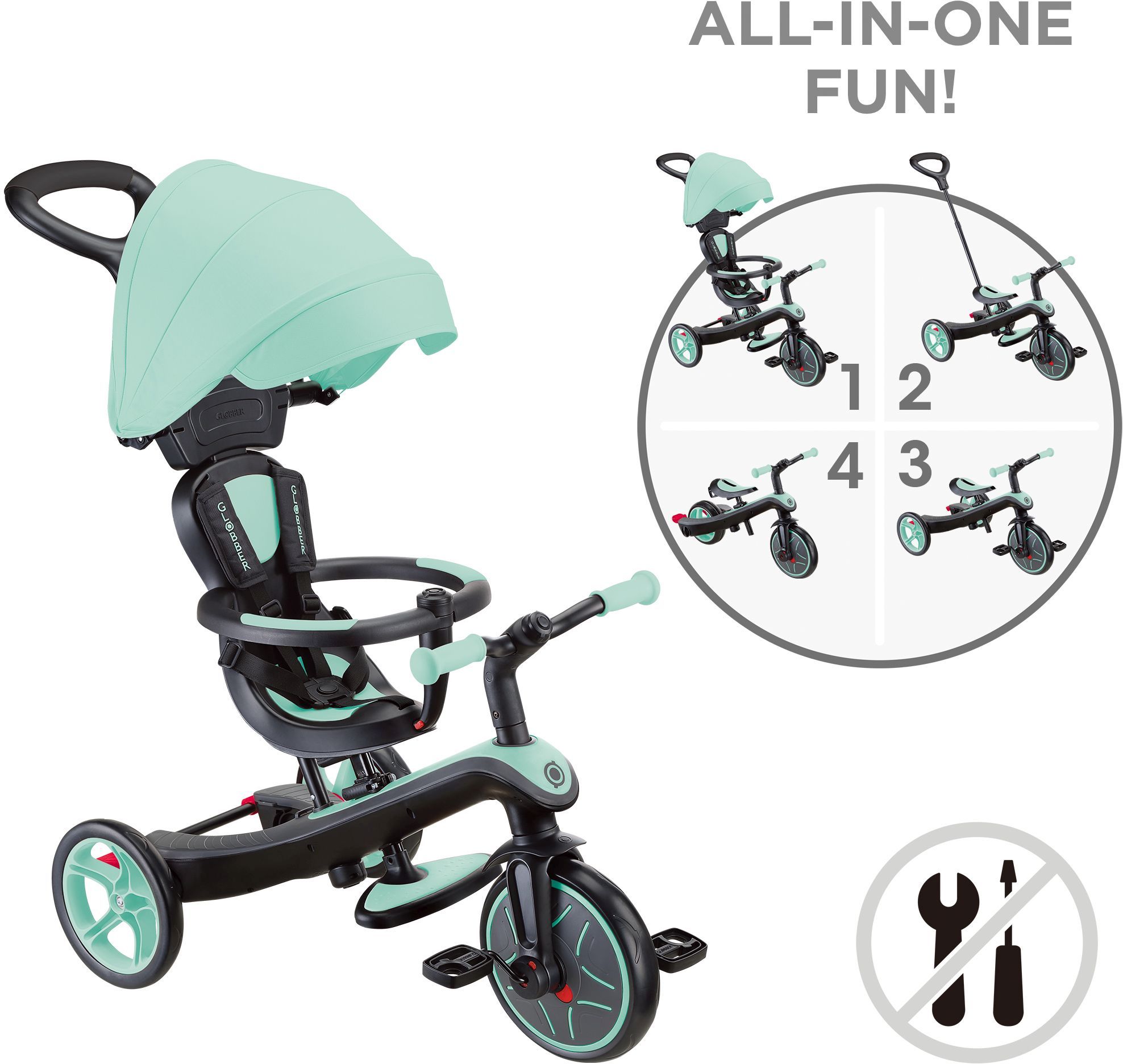 Globber Τρίκυκλο Trike Explorer 4 In 1 Mint (634-206) (5)