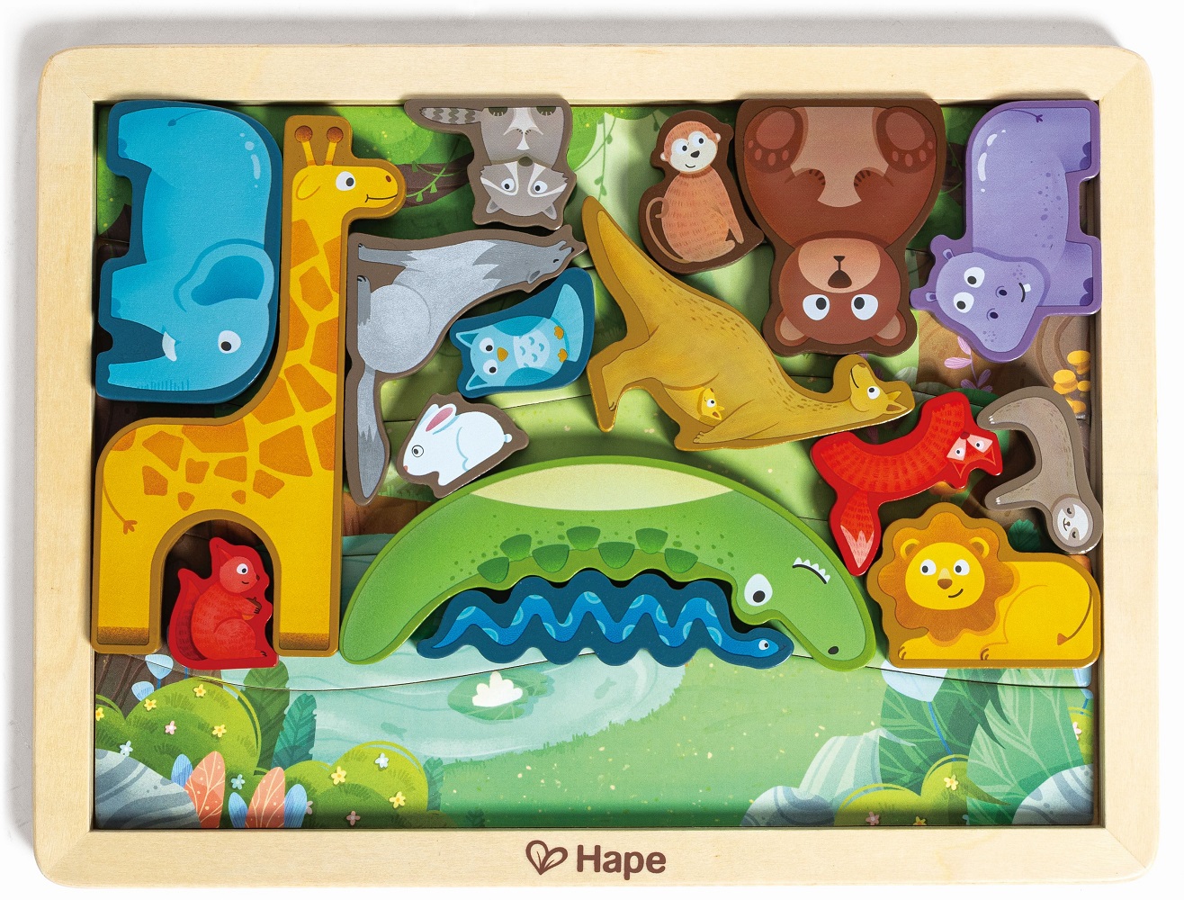 Hape Happy Puzzles Ξύλινο Παζλ Ζωάκια Animal Kingdom Puzzle (E1656) (1)