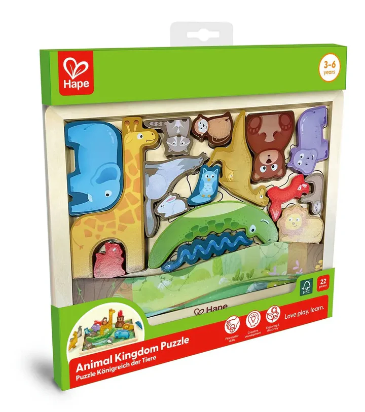Hape Happy Puzzles Ξύλινο Παζλ Ζωάκια Animal Kingdom Puzzle (E1656) (2)