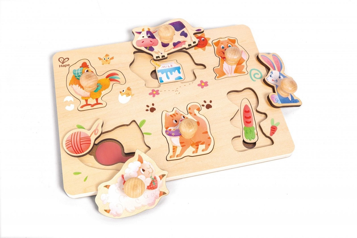 Hape Happy Puzzles Ξύλινο Παζλ Ζωάκια Φάρμας (E1655) (1)