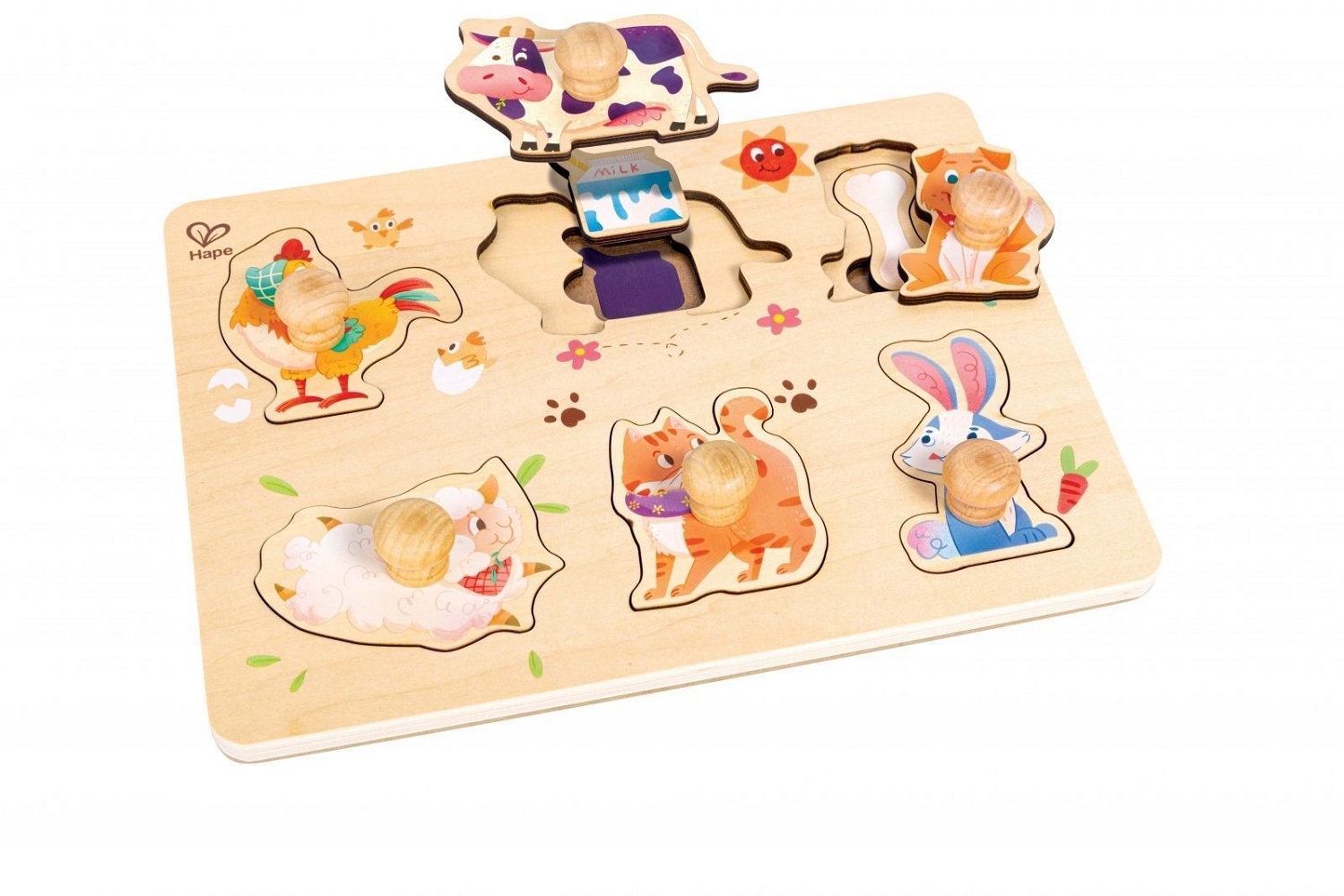 Hape Happy Puzzles Ξύλινο Παζλ Ζωάκια Φάρμας (E1655) (5)