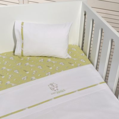 Oliver Baby Des.180 Σεντόνια Κούνιας Χακί Τιγράκι Σετ 3 τεμ με κέντημα 110x160 & 30x40