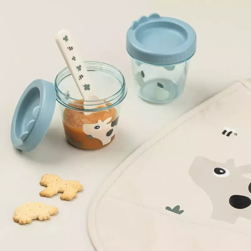 Παιδικά Δοχεία Αποθήκευσης Φαγητού Tiny Farm Blue 2 τεμ (150ml & 150ml) Done By Deer (1)