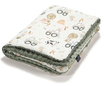 Χειμερινή Βρεφική κουβερτούλα διπλής όψης - ABC Farm Khaki (M) 100 x 80cm