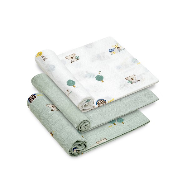 Interbaby-Panes-Agkalias-80x80-Set-3-Tem-Granja-Koala-Green Interbaby Panes Agkalias 80x80 Set 3 Tem Granja Koala Green