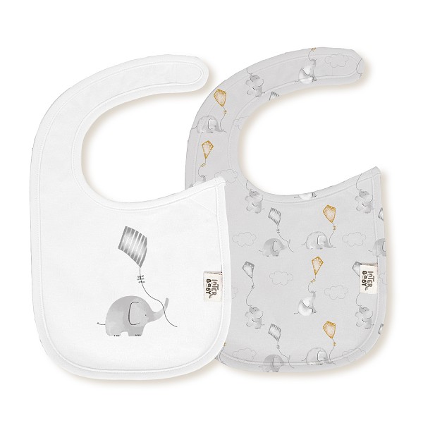 Interbaby-Saliara-Velcro-Set-2-Tem-Elefante-Cometa-White-Grey Interbaby Saliara Velcro Set 2 Tem Elefante Cometa White Grey